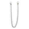 A long chrome steel punk chain belt accessory with a keyring.