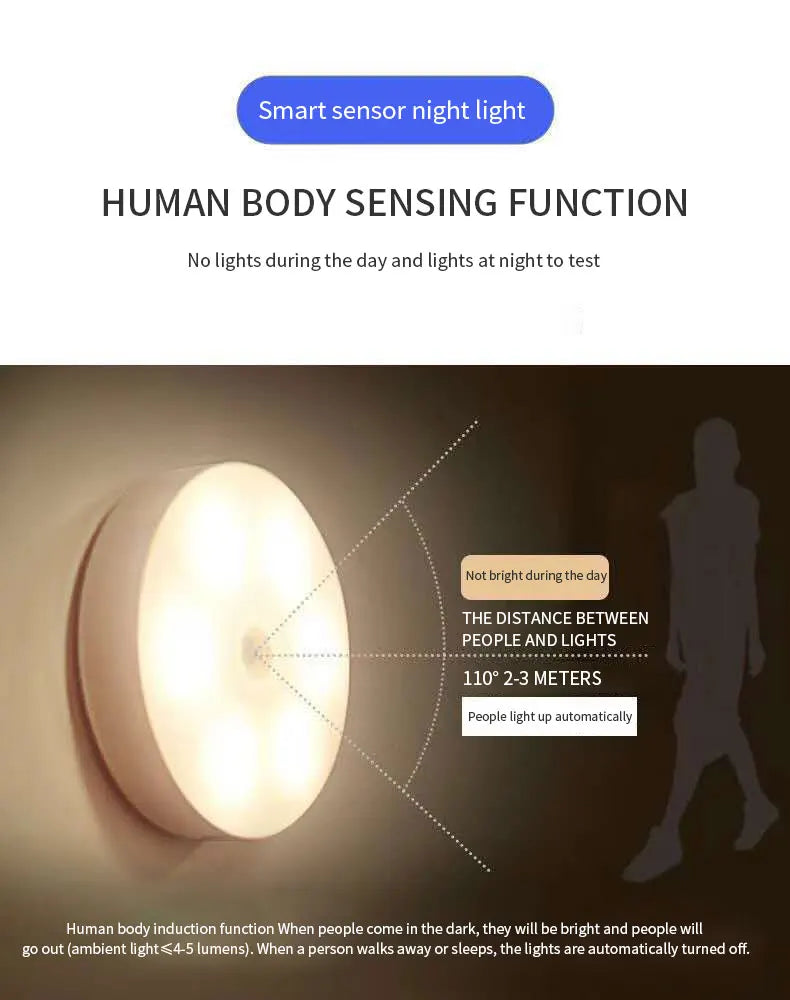 Luz Nocturna con Sensor de Movimiento Automático LED