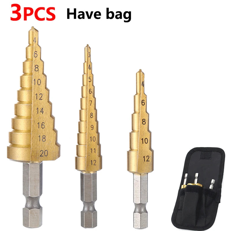 Titanium-Coated Step Drill Bit for Metal and Wood