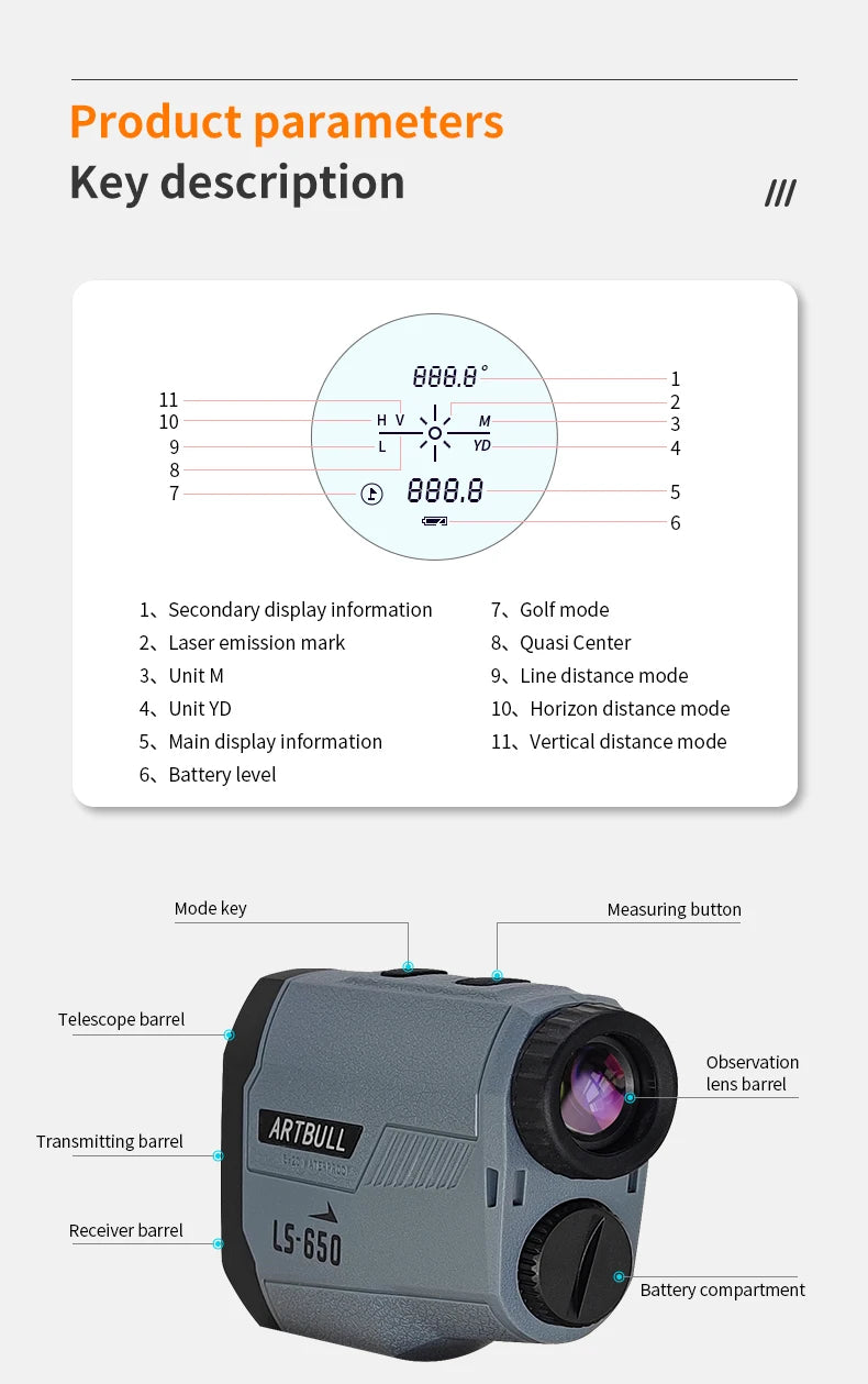 Golf Laser Rangefinder with Flag-Lock and Slope Compensation