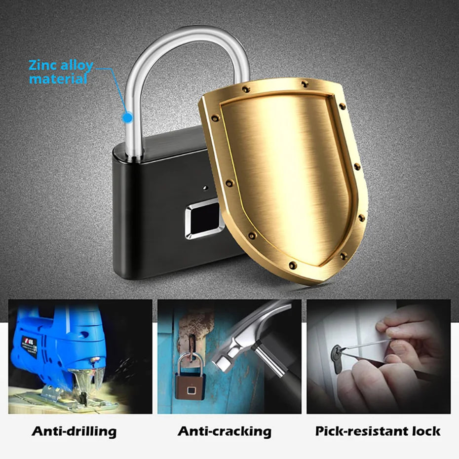 Messing-Fingerabdruckschloss aus Zinklegierung mit anti-bohren-, anti-riss- und anti-picking-Schutz