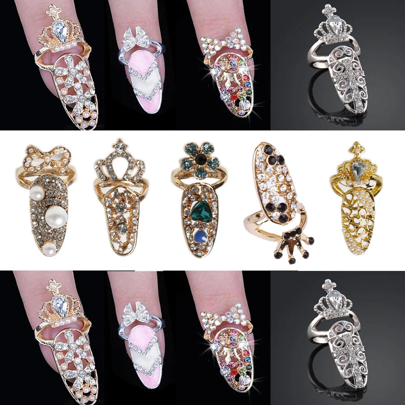 Crystal Crown Bowknot Nail Ring