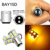 A close-up view of a BAY15D dual contact bayonet LED bulb and an SMD LED bulb.