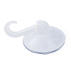 A white heavy-duty suction cup hook with a curved handle and flat base.