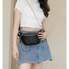 PU Leather Waist Pack with Chain Strap – Hands-Free Crossbody Belt Bag for Women
