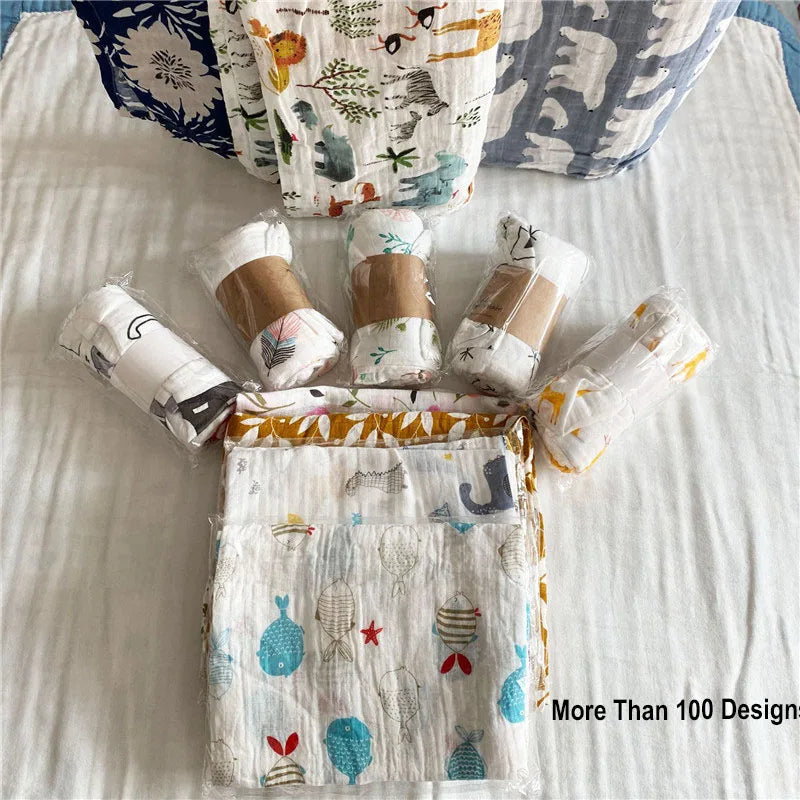 Super Soft Cotton Muslin Baby Swaddle Blanket