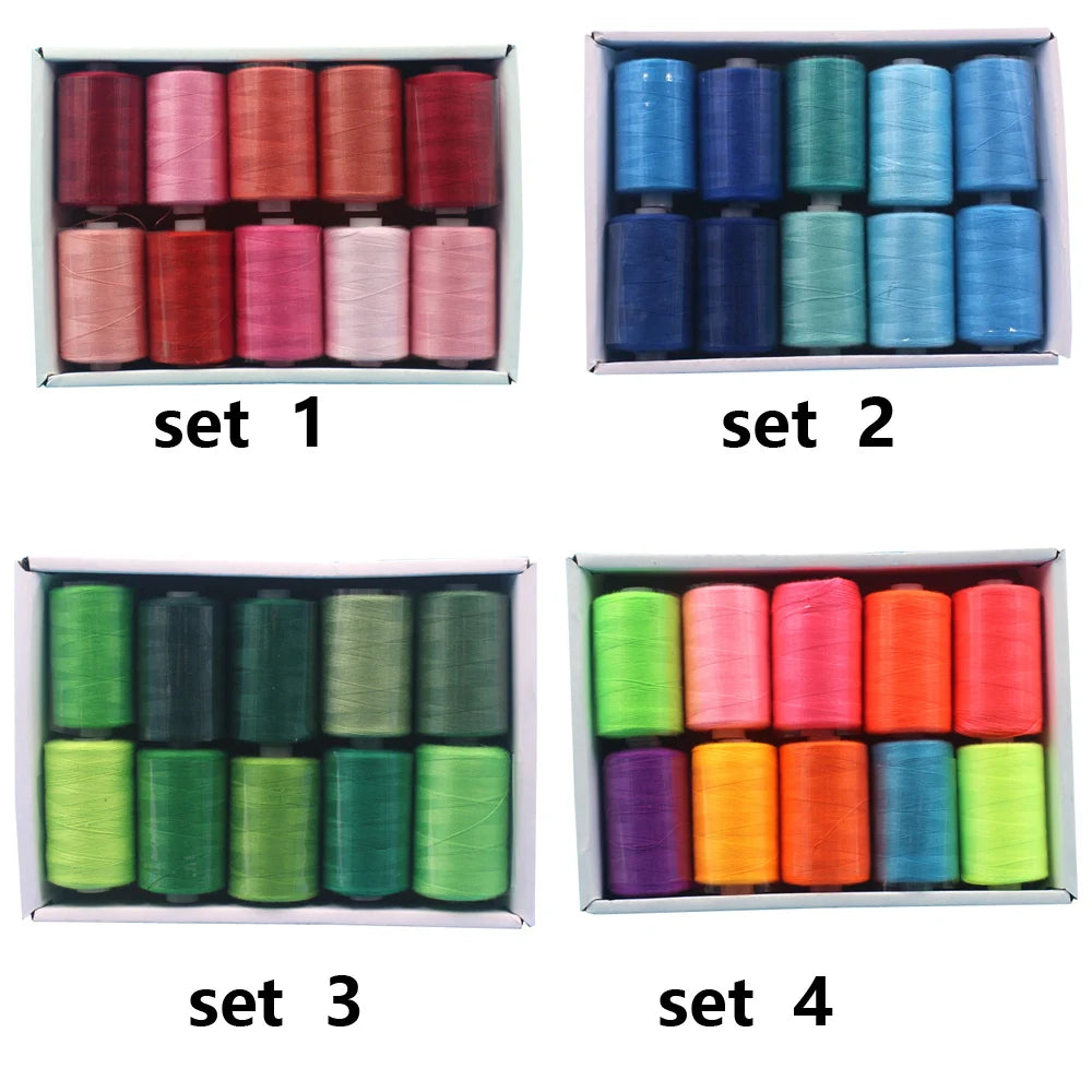 1000 Yard Polyester Sewing Thread Spools — 10 Color Pack