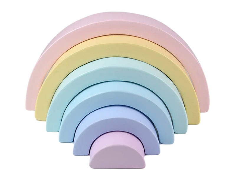 Wooden Rainbow Stacking Blocks - Montessori Educational Toy for Kids