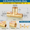 Brass BSP tee pipe fitting with female-female-male connections and various sizes