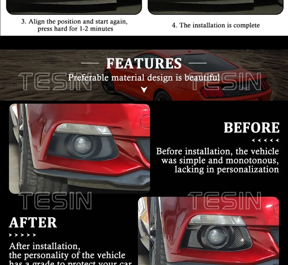 ABS Fog Light Trim Covers for Ford Mustang 2015-2017