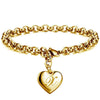 Gold Heart Alphabet Charm Bracelet