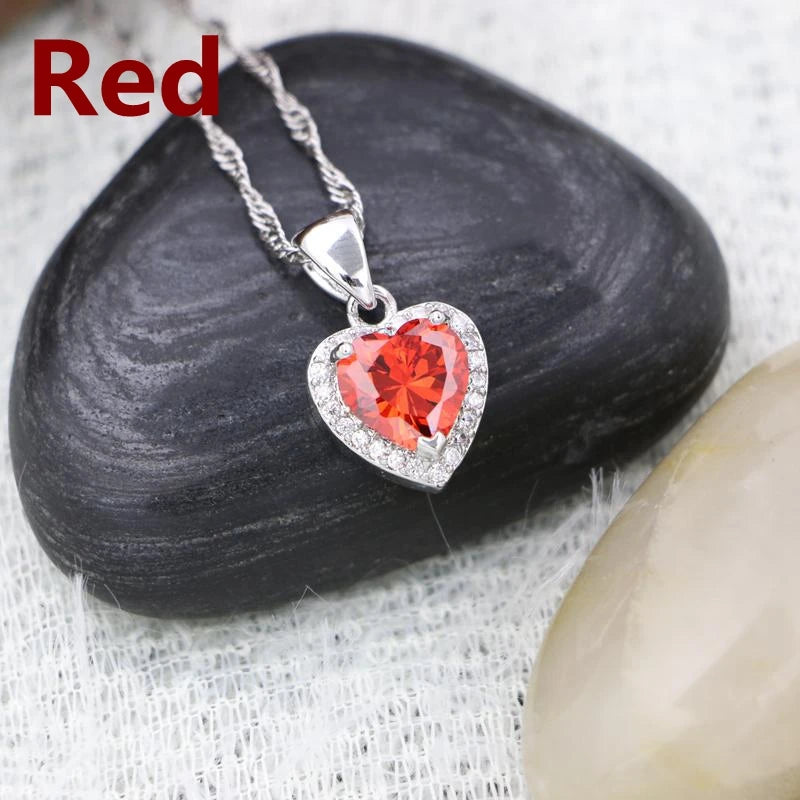 Green Heart Pendant Necklace in Sterling Silver