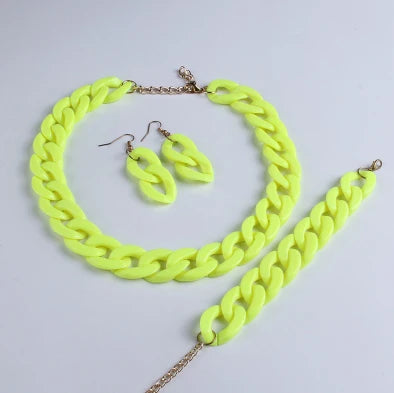 Colorful Acrylic Chain Necklace Set for Women