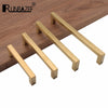 Golden Brass Square Cabinet Handles for Dressers and Drawers