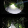 A 90° rotating flashlight beam illuminates a pathway at night, demonstrating its light performance.