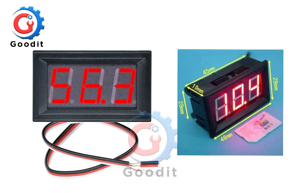 Mini LED Digital DC Voltmeter 0-100V with Three Color Options