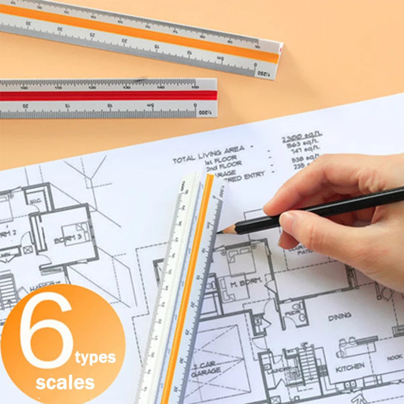 Triangular Scale Ruler 30cm – 6 Precision Scales for Drafting & Architecture