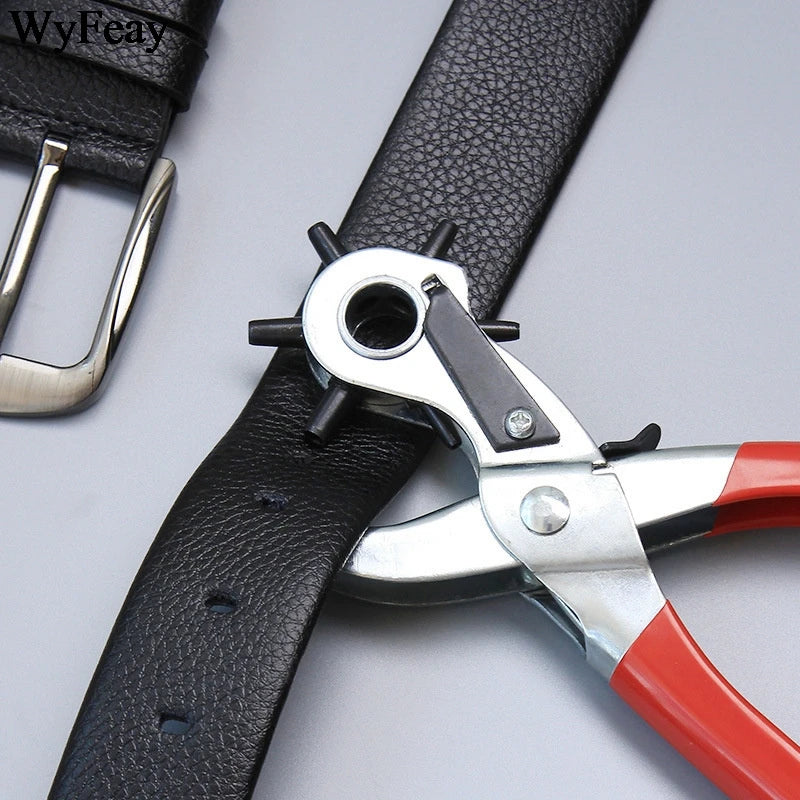 Heavy-Duty Leather Hole Punch Tool with 6 Interchangeable Sizes