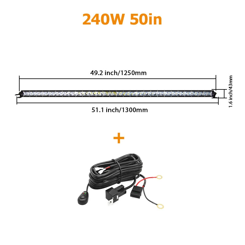 Single Row LED Light Bar for Off-Road Vehicles