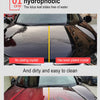 Comparison showing a car's surface before and after crystal plating for hydrophobicity test.