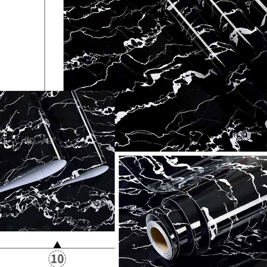 Black Self-Adhesive Waterproof Wallpaper for Kitchen & Furniture Renovation