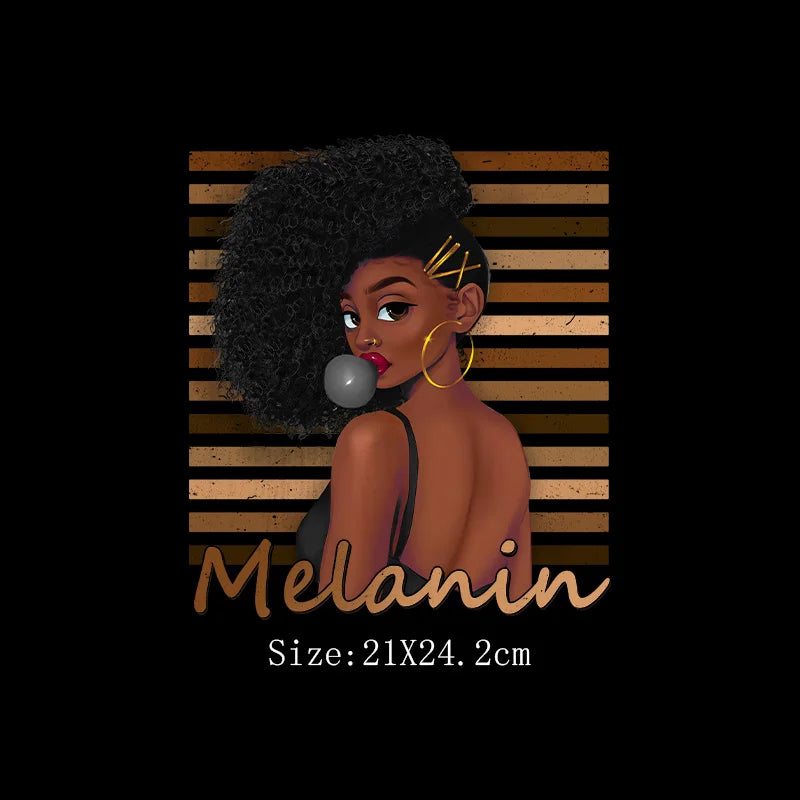 Afro Girl Iron-On Patch for T-Shirts, Hoodies, and Bags