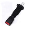 Black seat belt extender with a metal buckle clip for lengthening car seatbelts