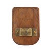A brown leather tape measure holder with a metal belt clip and the TOURBON logo embossed on it.