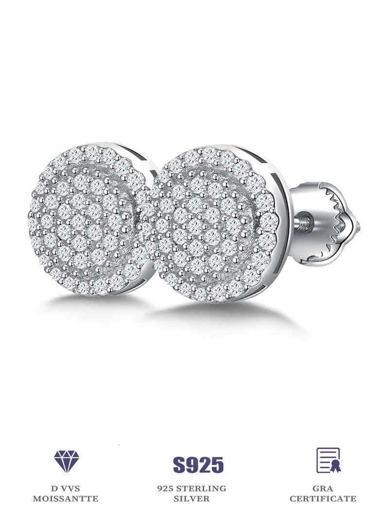Round Brilliant Moissanite Stud Earrings in Sterling Silver