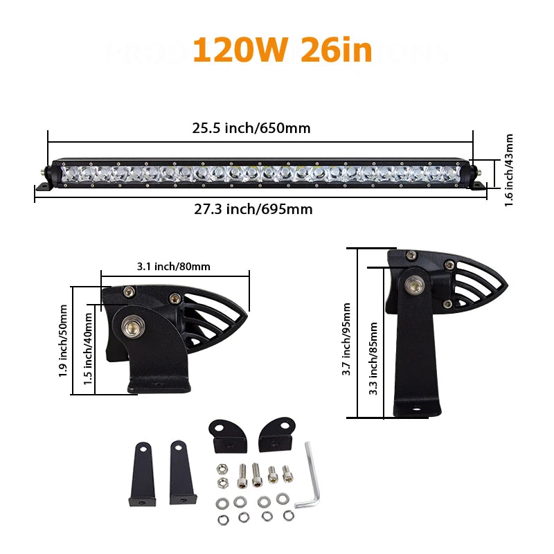 Single Row LED Light Bar for Off-Road Vehicles