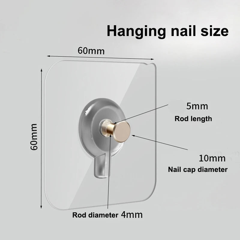 Transparent Self-Adhesive Wall Hooks for Pictures and More