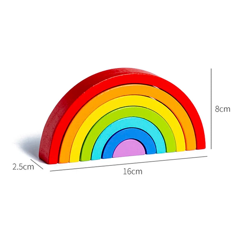 Wooden Rainbow Stacking Blocks - Montessori Educational Toy for Kids