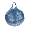 A pair of light blue organic cotton mesh produce bags with drawstring closures.