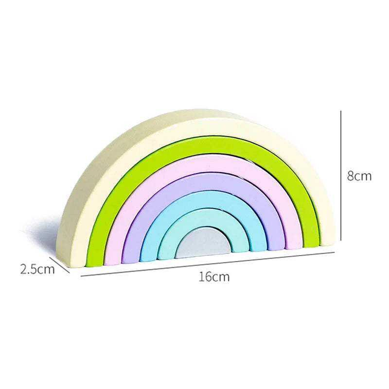 Wooden Rainbow Stacking Blocks - Montessori Educational Toy for Kids