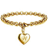 Gold Heart Alphabet Charm Bracelet