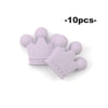 Ten food-grade silicone crown beads in light purple color for jewelry making and DIY crafts