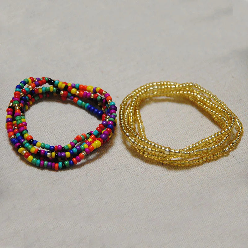 Colorful Elastic Belly Bead Chain Set for Women