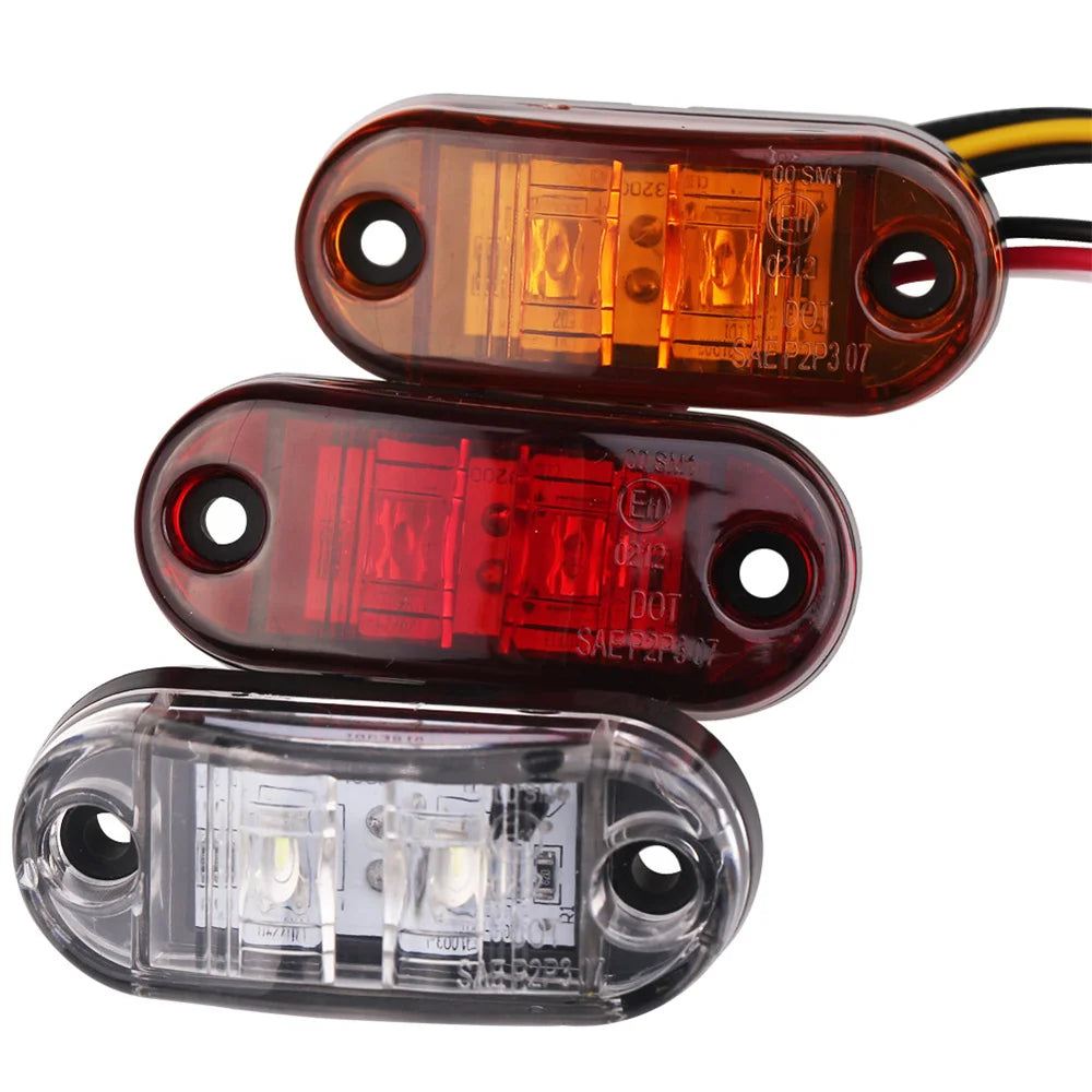 A pack of ten universal LED side marker and clearance lights in various colors and styles.