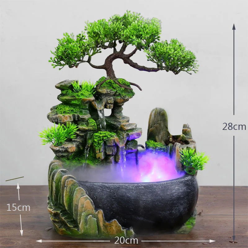 Resin Rockery Tabletop Water Fountain with Feng Shui Wheel