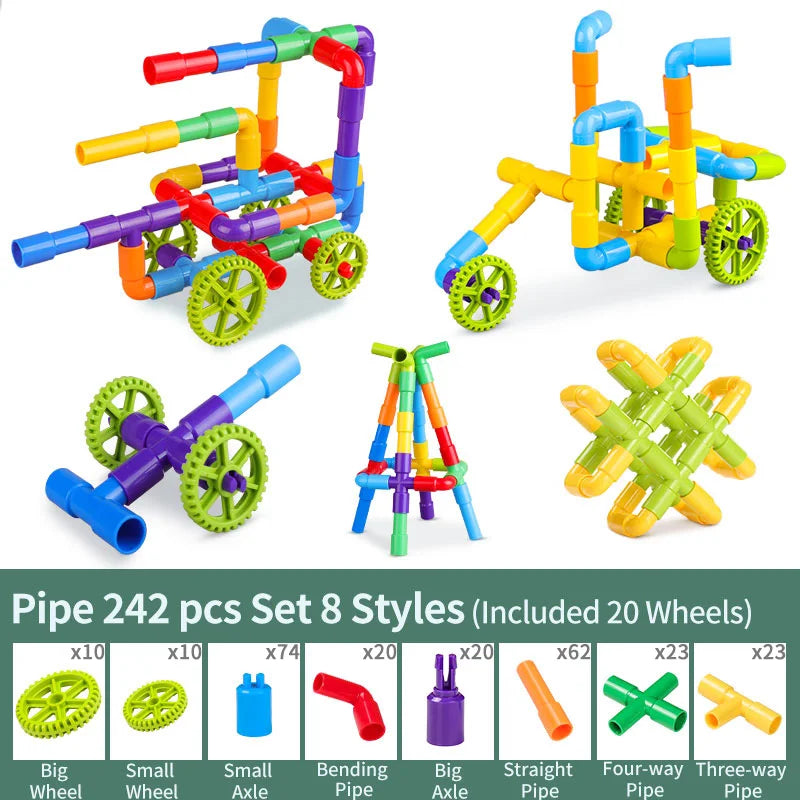Montessori Water Pipe Building Blocks - DIY Construction Toy for Kids