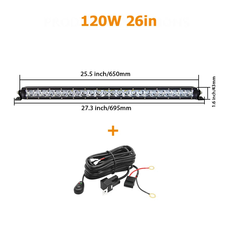 Single Row LED Light Bar for Off-Road Vehicles