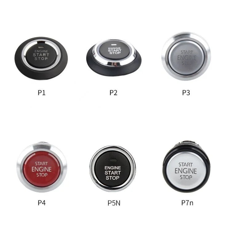 A collection of various ignition components including P1, P2, P3, P4, and P5N, labeled with START ENGINE STOP.