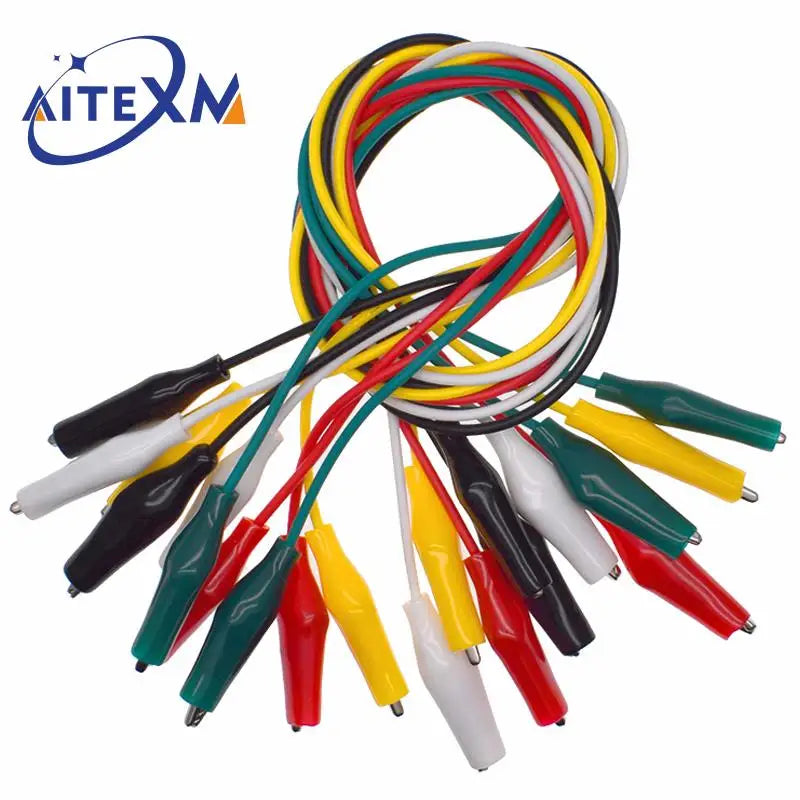 Ein Set präziser Alligatorclips für elektrische Tests in verschiedenen Farben wie rot, gelb, grün und schwarz.