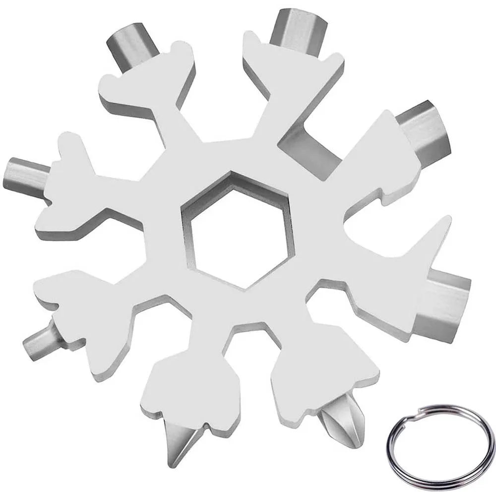 18-in-1 Stainless Steel Snowflake Multi-Tool with Key Ring