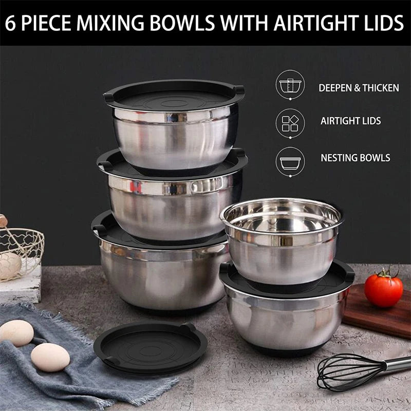 Stainless Steel Mixing Bowl Set with Lids