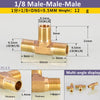 Brass male-male-male tee pipe fitting with 9.5mm connections and a 12g weight