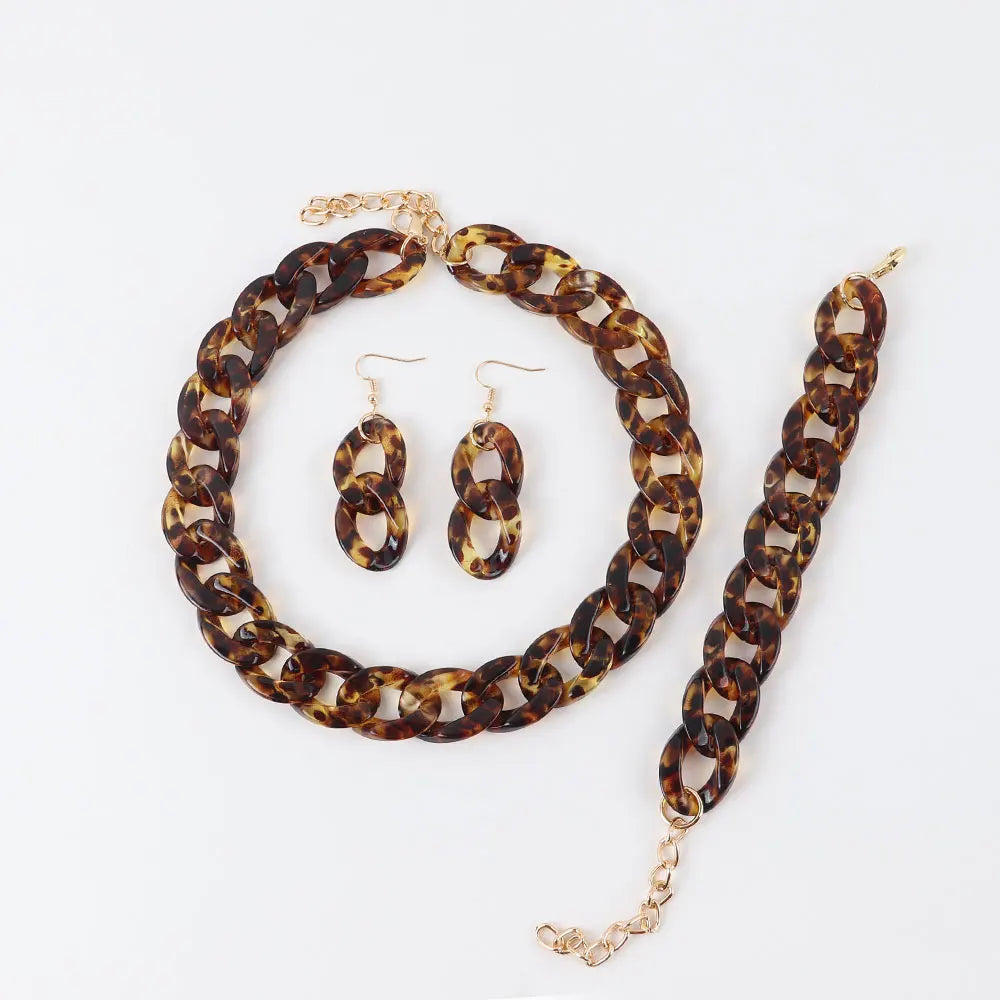 Colorful Acrylic Chain Necklace Set for Women
