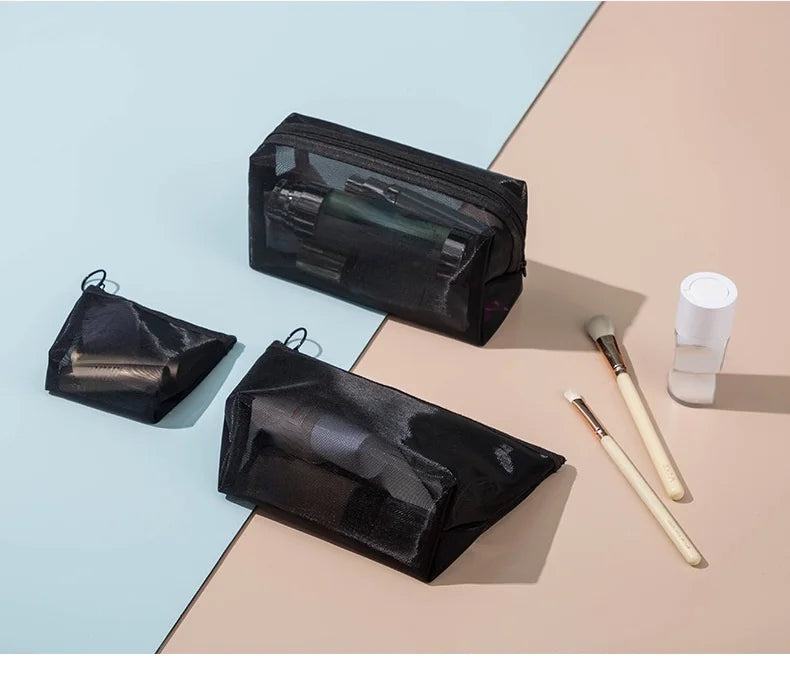 Breathable Mesh Makeup Bag Organizer - Multi-Purpose Travel Toiletry Pouch