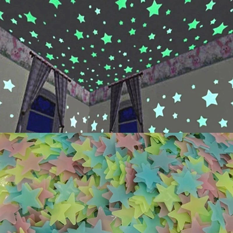 Glow-in-the-Dark 3D Star Wall Stickers for Kids' Rooms