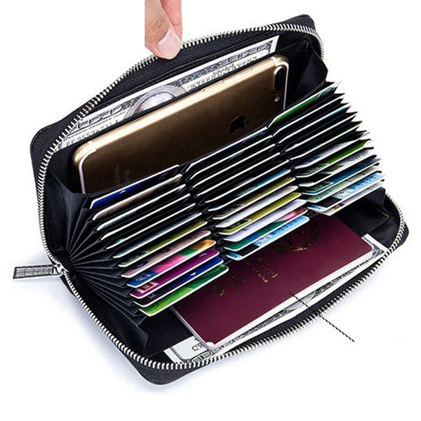 RFID Blocking Genuine Leather Wallet with Phone Case & Coin Purse
